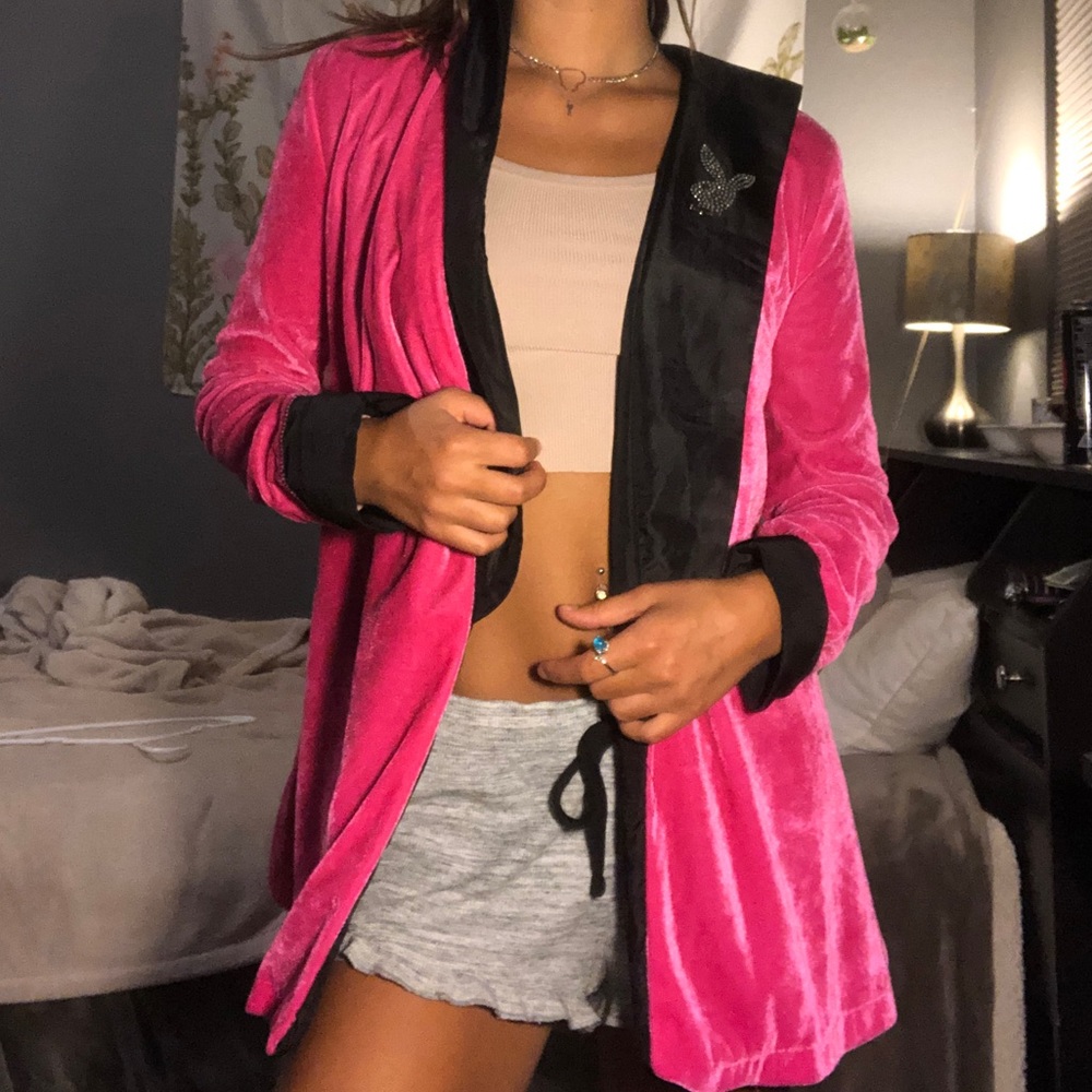 Y2K velvet playboy bunny robe